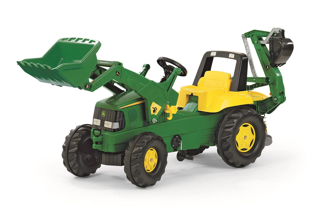 Rolly Toys Traktor / rollyJunior Trettraktor John Deere (mit Lader und Heckbagger, für Kinder ab 3 J