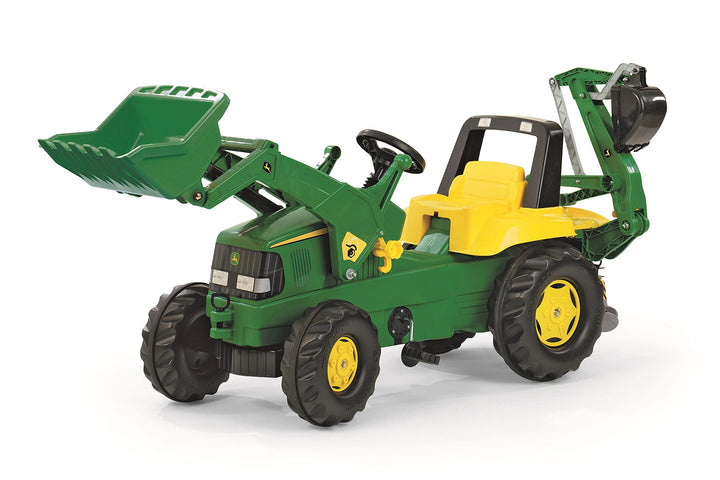 Rolly Toys Traktor / rollyJunior Trettraktor John Deere (mit Lader und Heckbagger, für Kinder ab 3 J