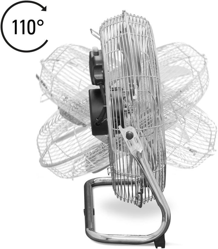 TROTEC Bodenventilator TVM 18 – 100 Watt, Neigungswinkel 110°, 3 Stufen, Ø 45 cm, kippfester Stand,