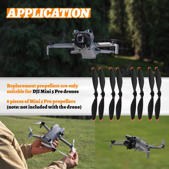 8 Stück Propeller für DJI Mini 5 Pro | Drohnen Propeller Blätter Ersatzpropeller geräuscharme Blätte