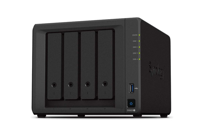 Synology 4 Bay NAS DiskStation DS920+ (ohne Disk), 4 Steckplätze; 4 GB DDR4 4-bay; 4GB DDR4 DS920+,