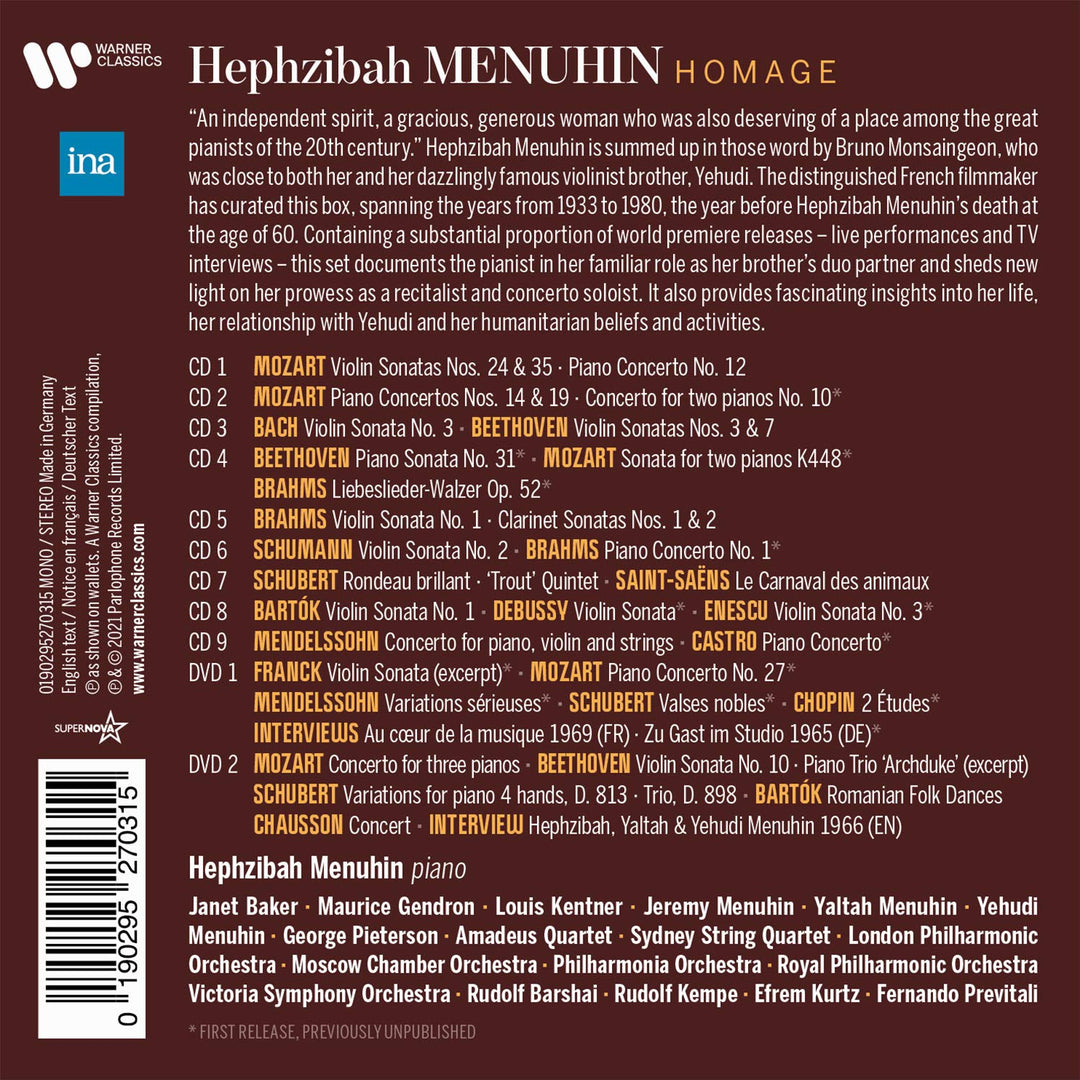 Hephzibah Menuhin Homage, Audio-CD