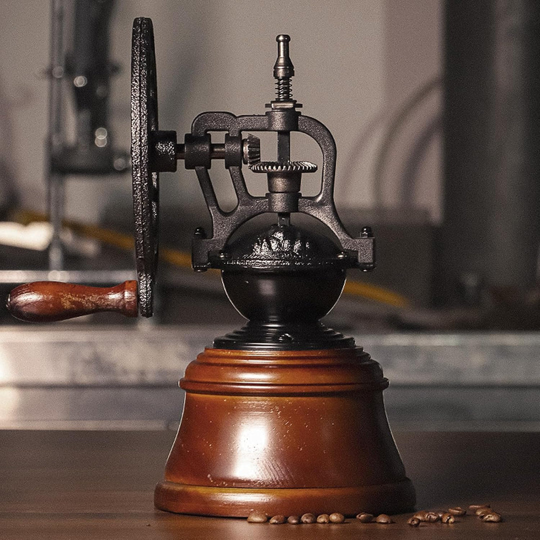 Handkurbel Kaffeemühle aus Holz Vintage manuelle Mühle mit Walzenmahlwerk für frisch gemahlenen Kaff
