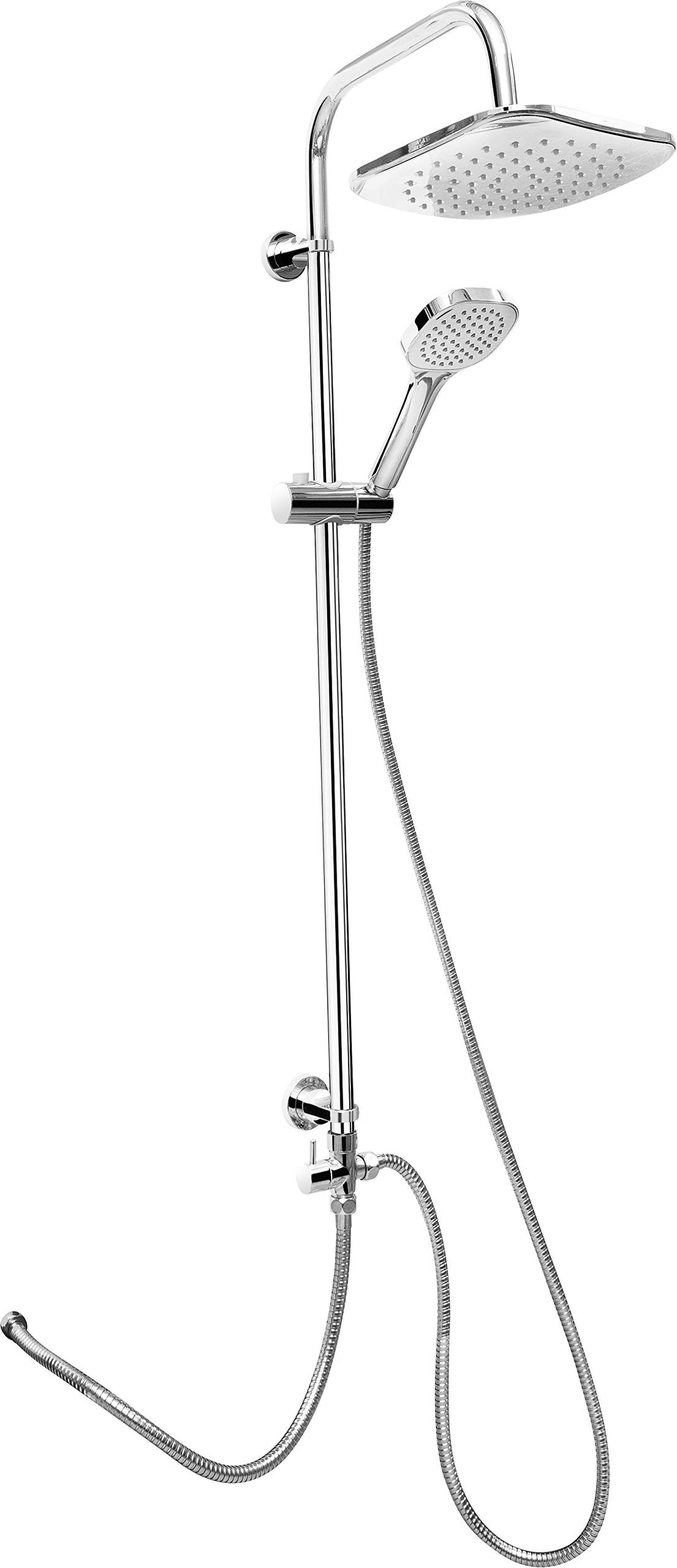 Cornat Duschsystem "Square Neo" - verchromt - Eckige Kopfbrause & Handbrause mit 1 Strahlart - Anti-