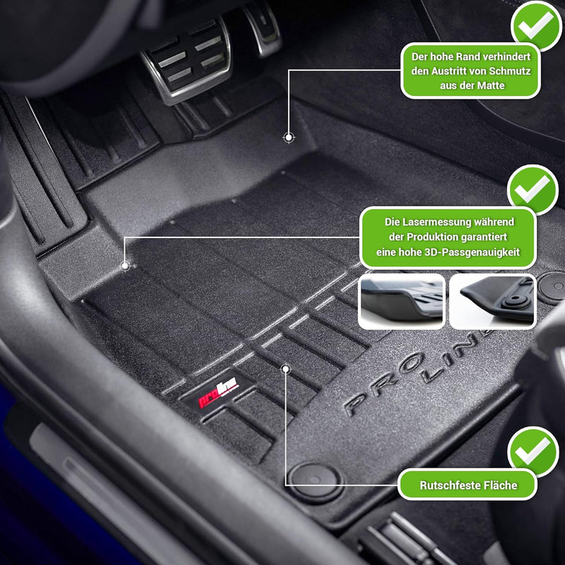 moto-MOLTICO 3D Gummimatten Auto Fussmatten Gummi Automatten 4-teilig Set - passend für Renault Lagu