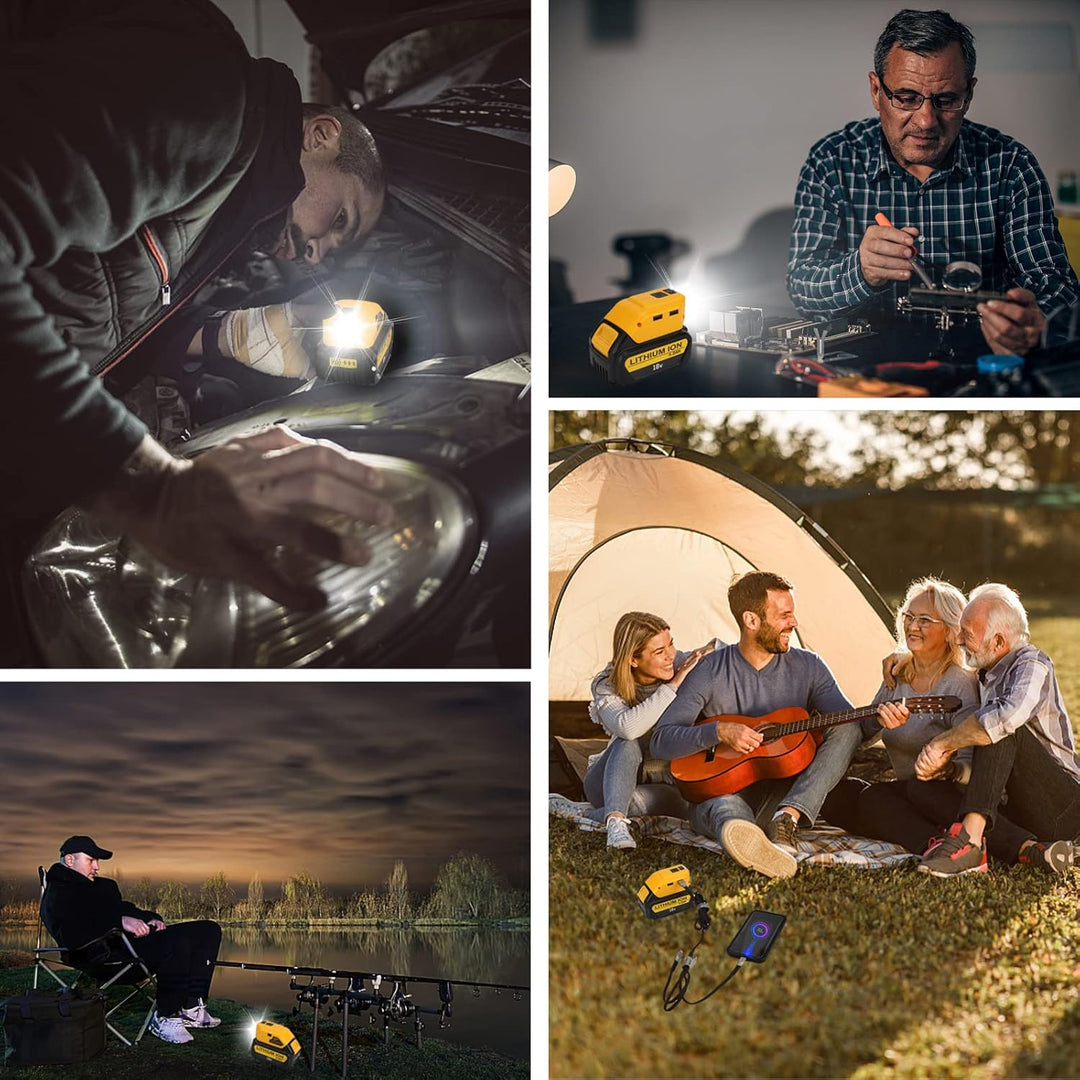 Akku-Adapter für Dewalt 18V Akku-USB-Handy-Ladegerät, LED-Arbeitsleuchte mit Dual-USB-Ladegerät und