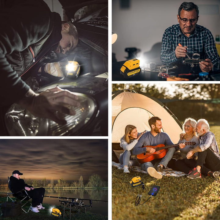 Akku-Adapter für Dewalt 18V Akku-USB-Handy-Ladegerät, LED-Arbeitsleuchte mit Dual-USB-Ladegerät und