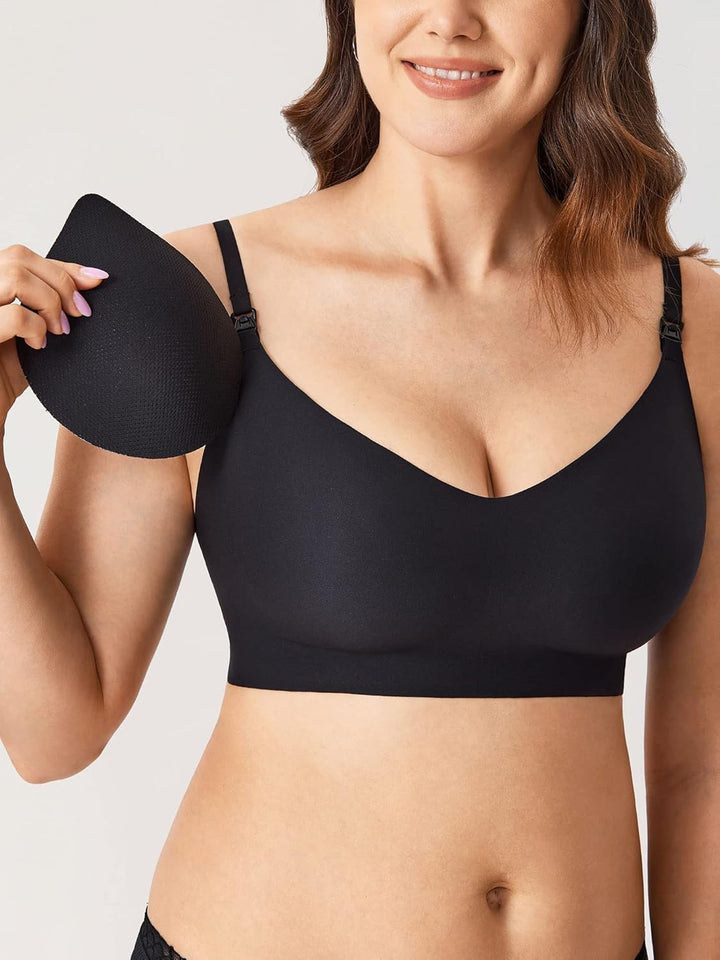 MOMANDA Damen Still BH ohne Bügel Nahtloser Schwangerschaft BHS Soft Grosse Brüste Schlaf BH mit Abn