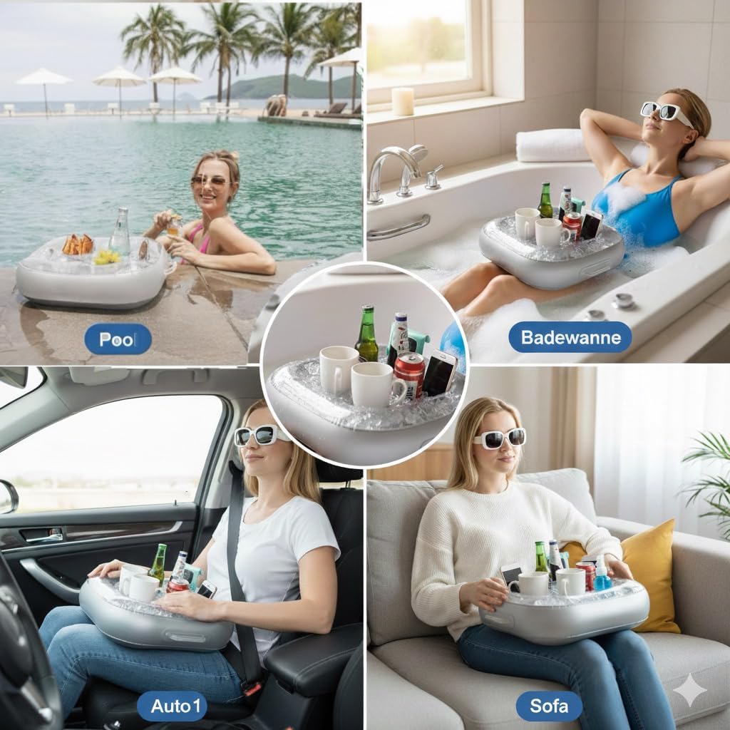 Aufblasbarer schwimmender Pool Getränkehalter mit，Grosses Fassungsvermögen - Ideal für Pool, Party,