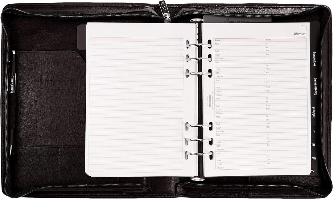 Chronoplan 50173 nachfüllbarer Terminplaner / Organizer / Terminkalender Mappe aus Premium Vollrindl