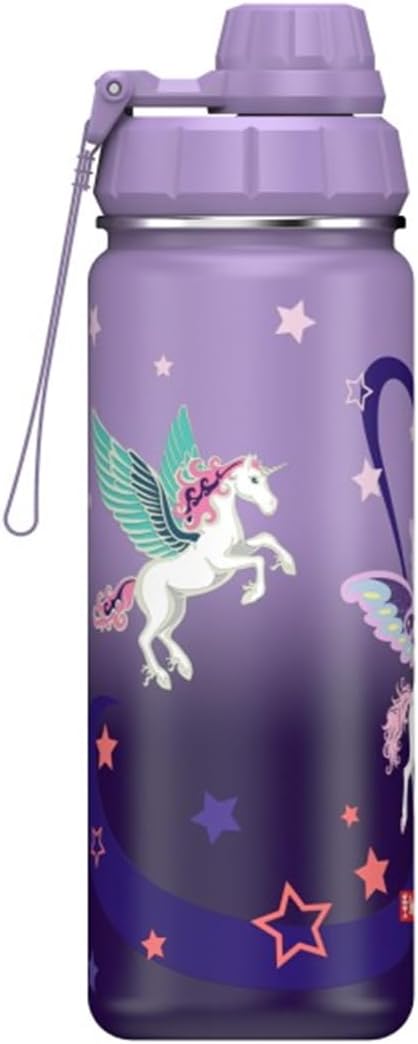 Step by Step Isolierte Edelstahl-Trinkflasche „Dreamy Pegasus“, lila, BPA-frei, für Schule, Kinderga