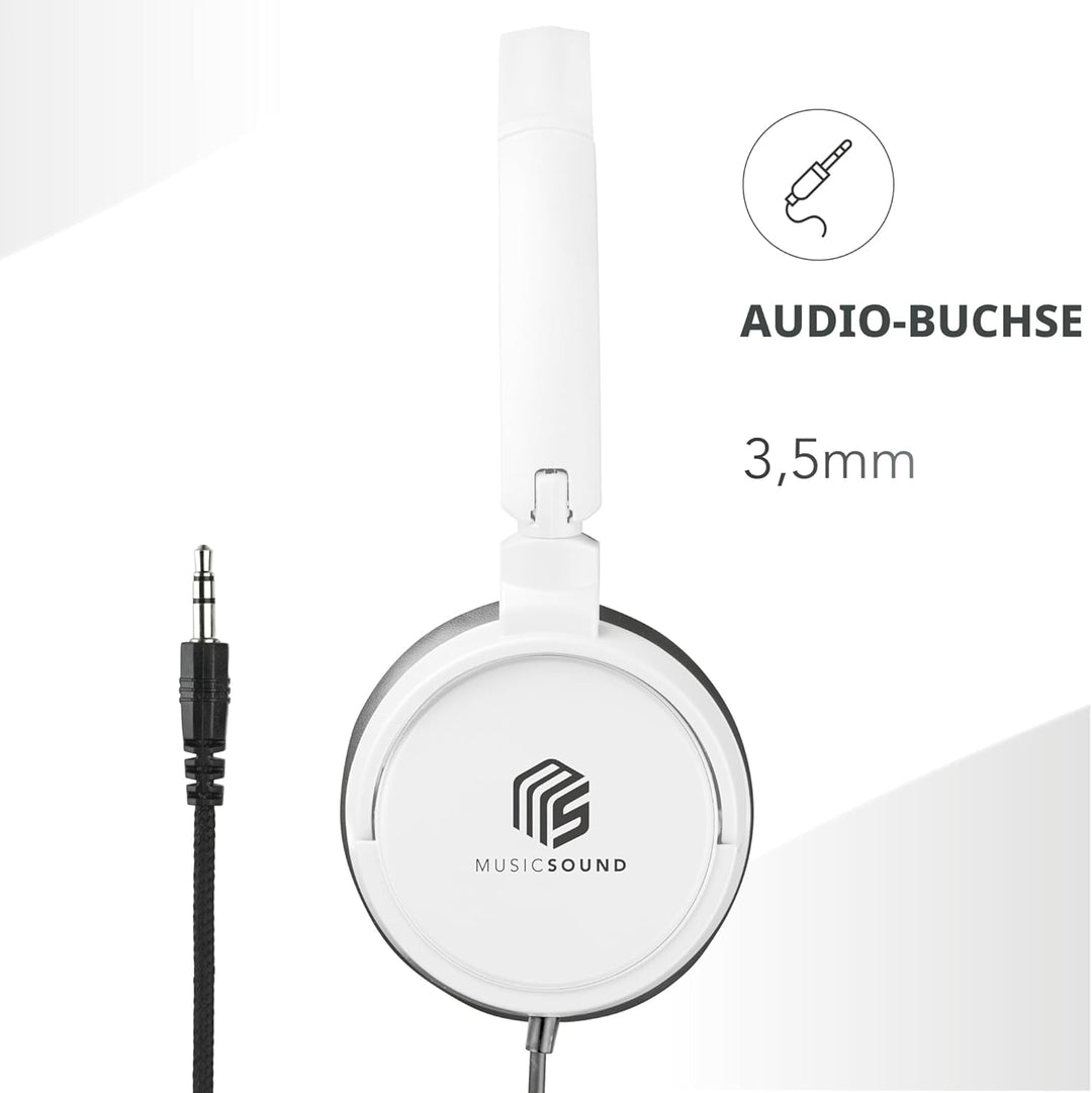 Music Sound | Bügelkopfhörer mit Kabel Over Ear Basic | On-Ear-Kopfhörer Faltbarer Kopfbügel mit 1,2
