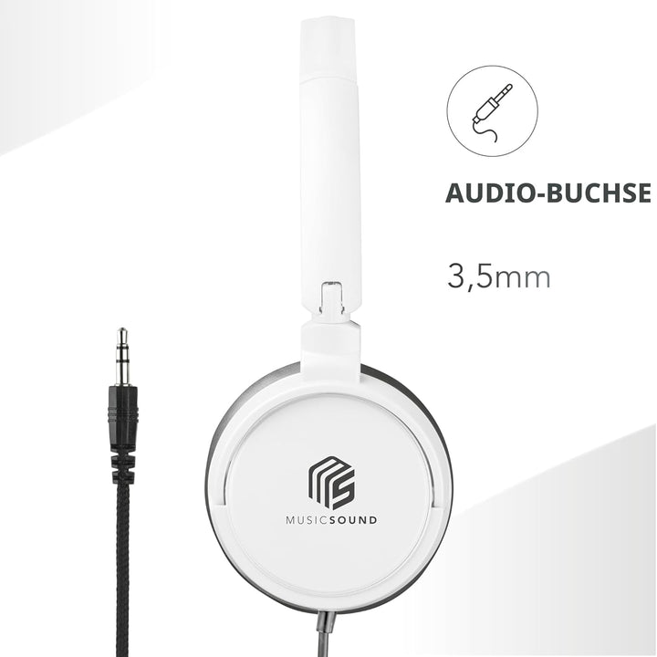 Music Sound | Bügelkopfhörer mit Kabel Over Ear Basic | On-Ear-Kopfhörer Faltbarer Kopfbügel mit 1,2