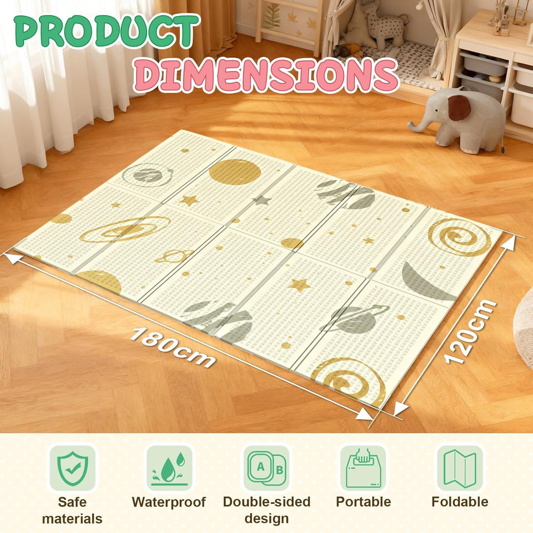 Soontrans Krabbelmatte Baby, Spielmatte Baby Faltbar, 180x120x1cm, Play Mat for Babies Doppelseitige