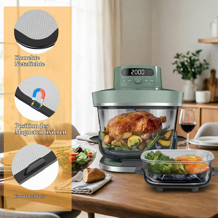 Edelstahl Spritzschutz für Ninja CRISPi PRO XL AS090EU, Feinmaschiger Fettspritzschutz Airfryer Zube