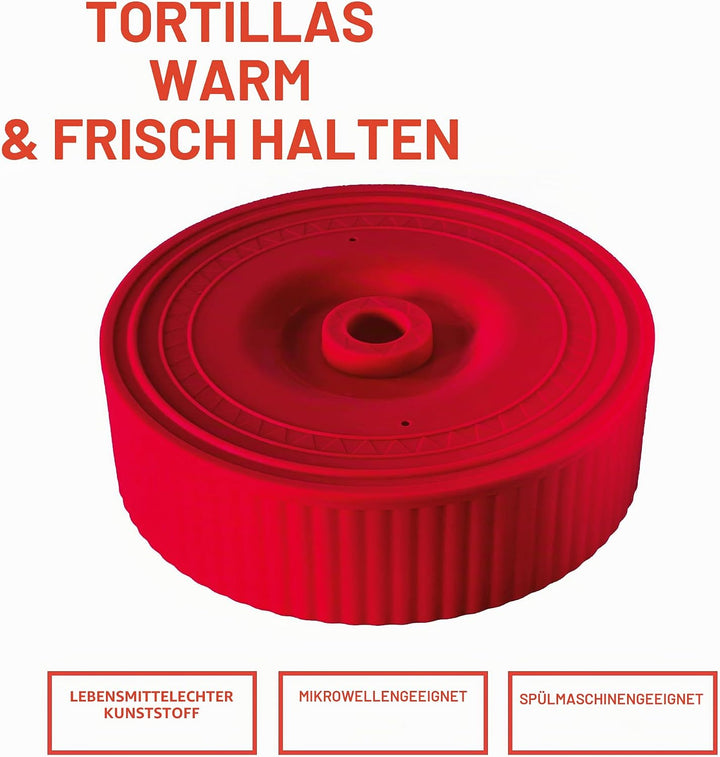 Uno Casa Tortilla-Presse aus Gusseisen, 20,3 cm, mit Tortilla-Wärmer – Set mit vorbehandeltem Quesad