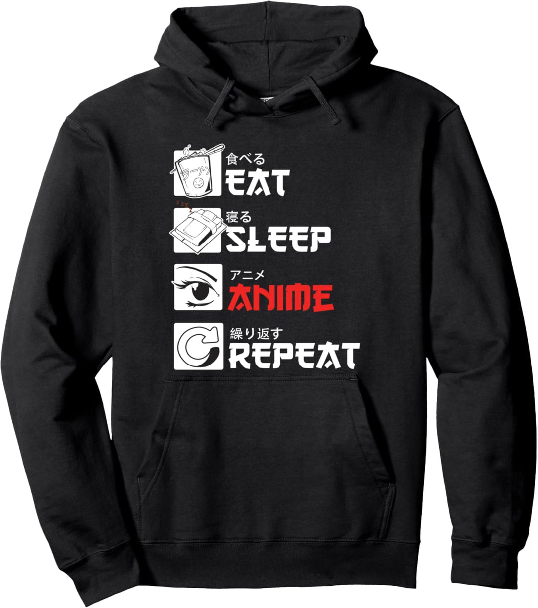 "Eat Sleep Anime Repeat" Geschenk für Manga fans Pullover Hoodie