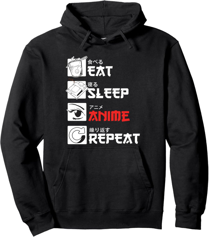 "Eat Sleep Anime Repeat" Geschenk für Manga fans Pullover Hoodie