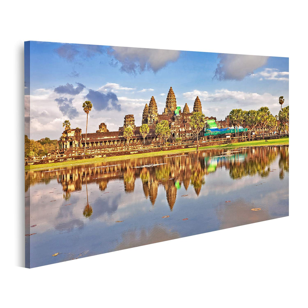islandburner Bild auf Leinwand Angkor Wat Tempel Bilder Wandbilder Poster, Leinwand 80x40cm