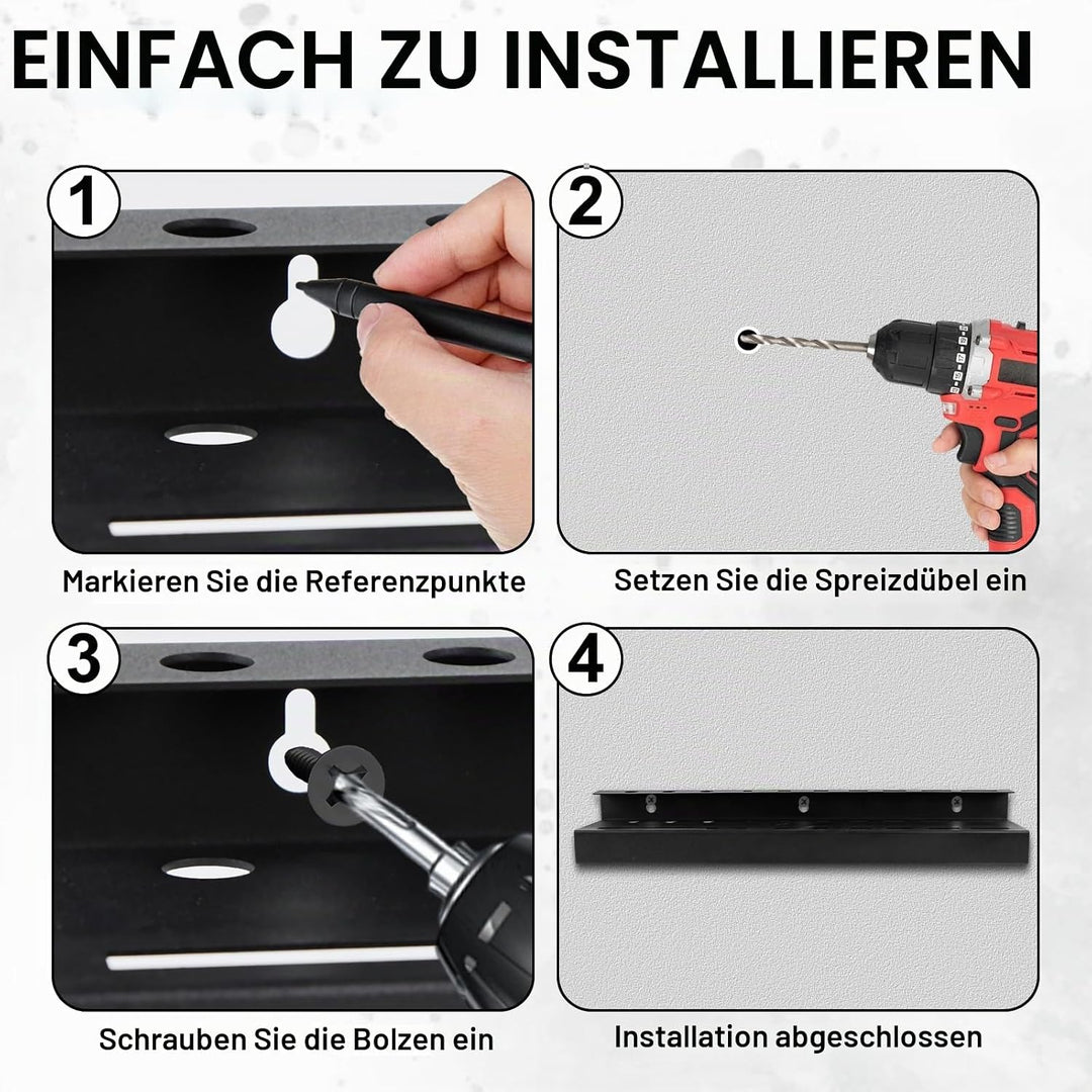 Gartengeräte Halterung, Werkzeugwand Werkstatt Organizer Wandhalterung aus Kohlenstoffstahl, Wandreg