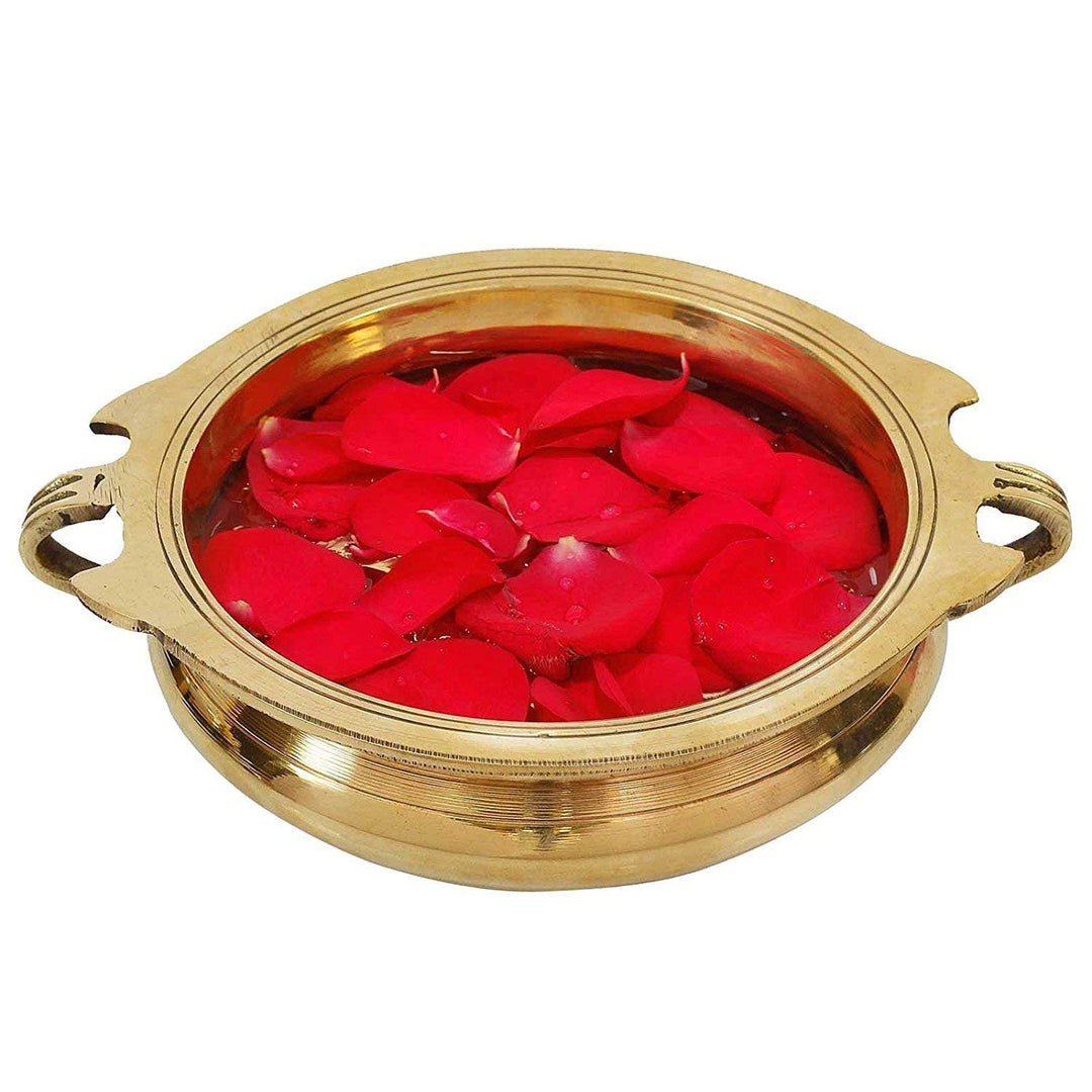 SATYA EXPORTS Handgefertigte traditionelle Messingschale Urli/Uruli, dekorative Schale für Zuhause/W