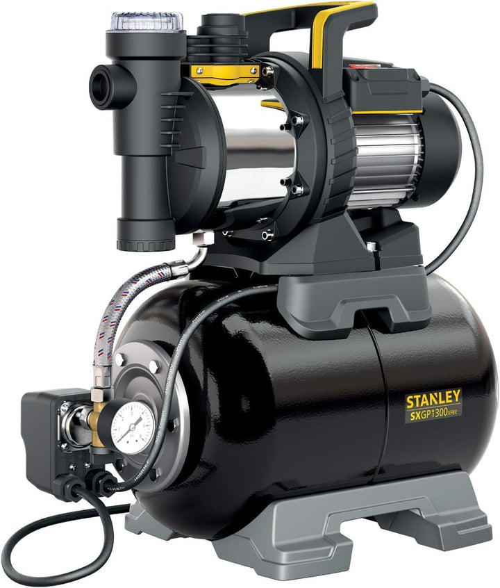 Stanley Selbstansaugende Pumpe SXGP1300XFBE mit Behälter für Klarwasser (1.300 W,max. Förderleistung