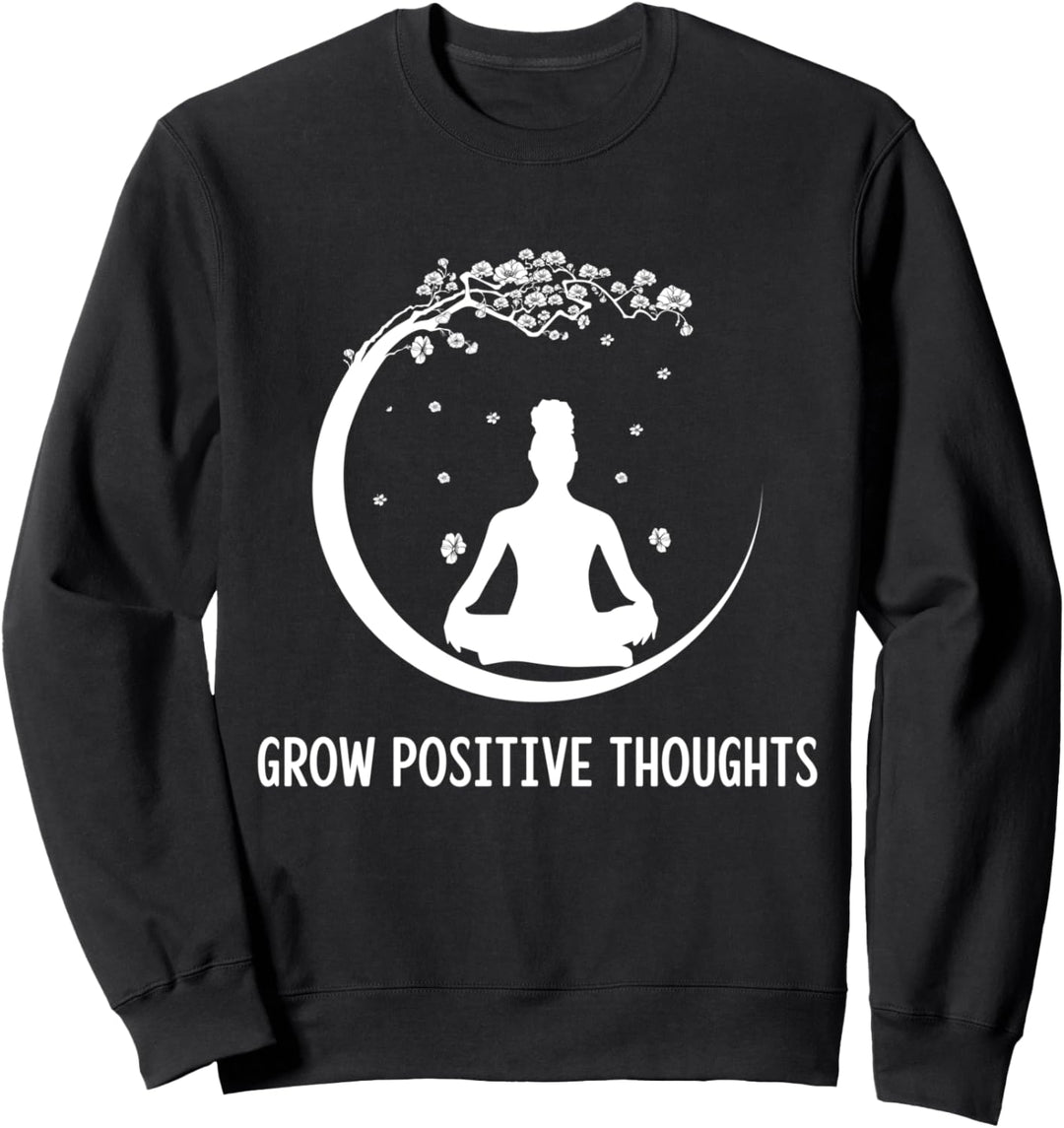 Grow Positive Thoughts Baum Meditation Silhouette Yoga Geschenk Sweatshirt