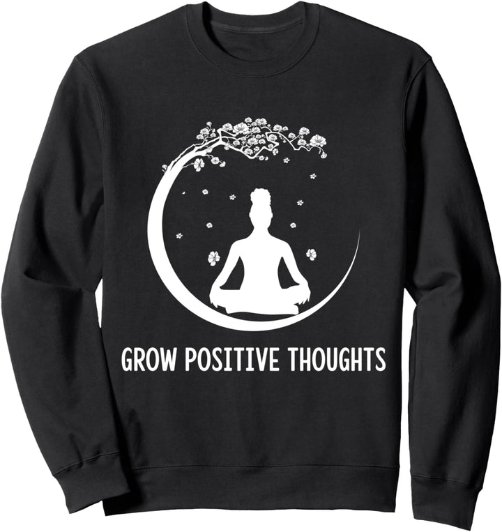 Grow Positive Thoughts Baum Meditation Silhouette Yoga Geschenk Sweatshirt