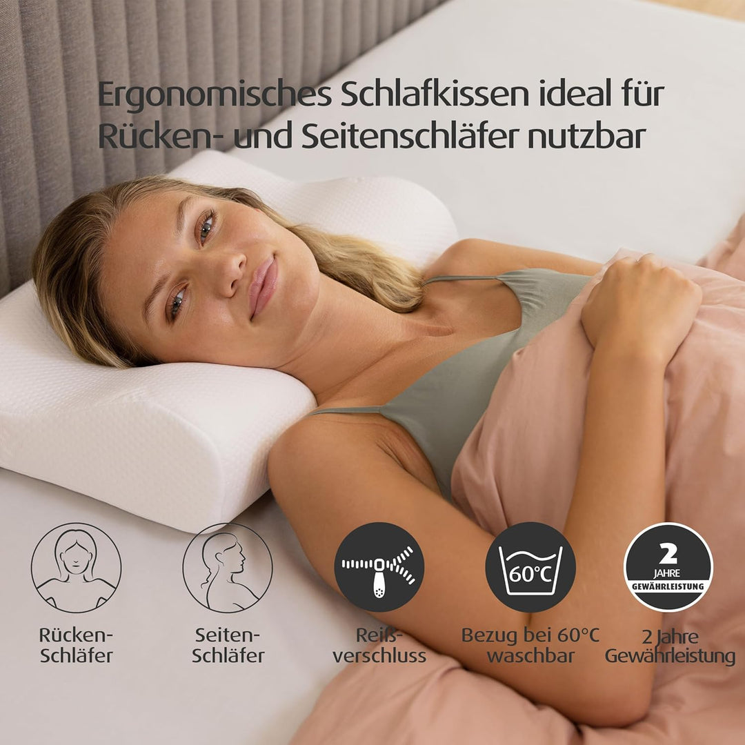 TEMPUR ErgoPlus MDV Kopfkissen Memory Foam, ergonomisches Nackenstützkissen für Rücken- und Seitensc