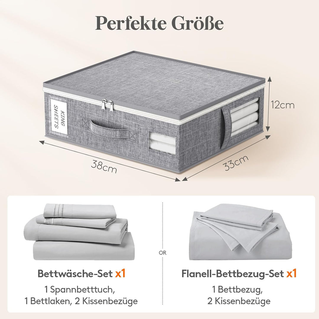 Lifewit 6 Stück Faltbare Aufbewahrungstasche für Bettwäsche, Aufbewahrungsbox mit 2 Sichtfenstern un