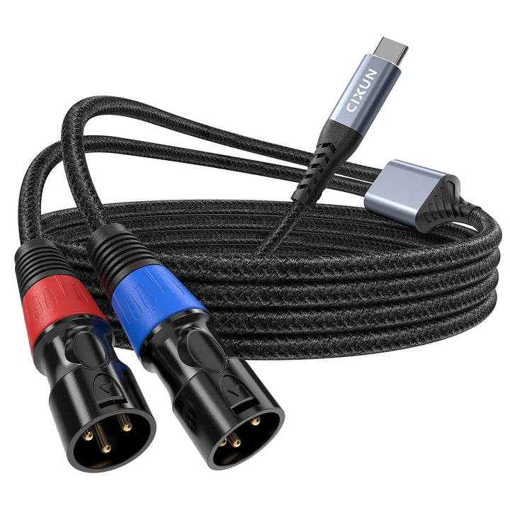 USB C auf Dual XLR Mikrofonkabel Type C auf XLR Male Output Stereo Kabel Kompatibel (2M/6.6Ft), 2M/6