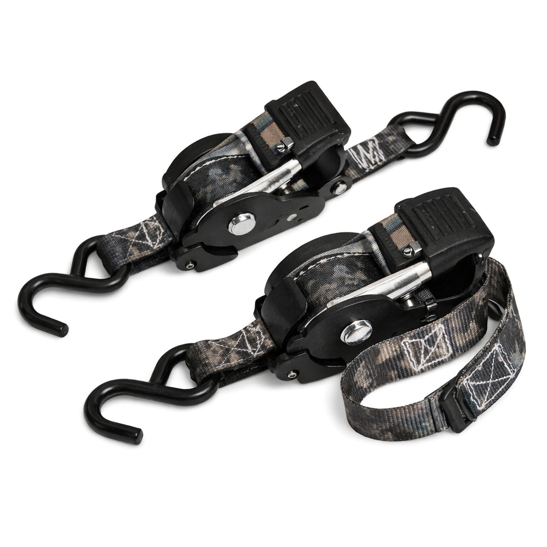 Ratschengurt-Set, 2,5 cm (25 mm) x 3,65 m, manuell einziehbare Spanngurte mit S-Haken, 227 kg Arbeit