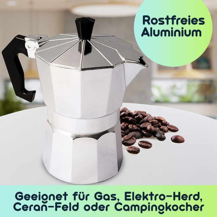 Klassischer Espressokocher aus Aluminium, 150 ml für 3 Tassen - Traditioneller Kaffeegenuss, für aro