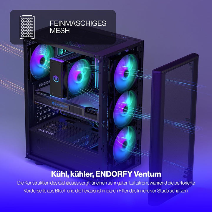 ENDORFY Ventum 200 ARGB, ATX Case, 4x120mm ARGB Fans Included, mesh Design | EY2A014