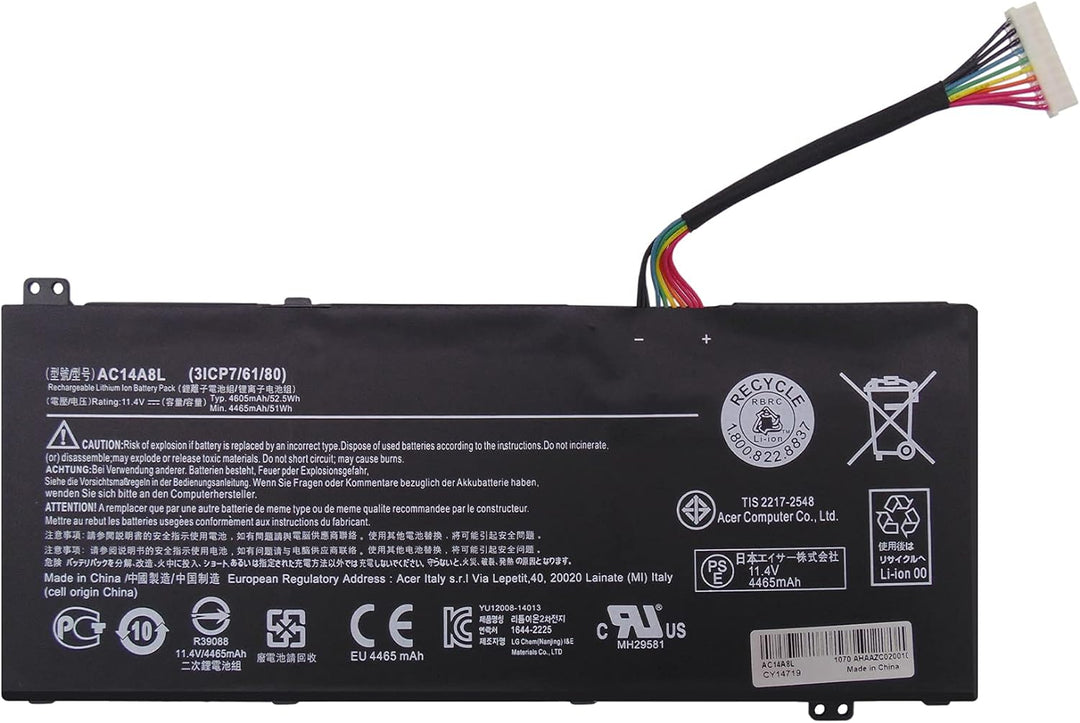 CYDZ® 11.4V 4605mAh Laptop Akku AC14A8L 3ICP7/61/80 934T2119H für Acer Aspire V15 Nitro VN7 VN7-571