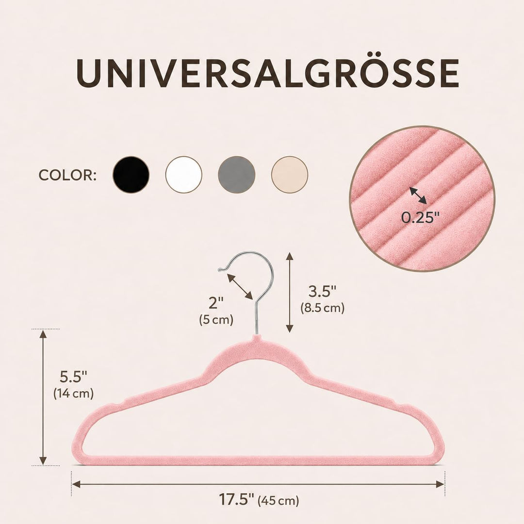 HOUSE DAY Kleiderbügel Samt 40 Stück Rosa | Kleiderbügel Platzsparend Filz Bügel, 360° Drehbarer Hak
