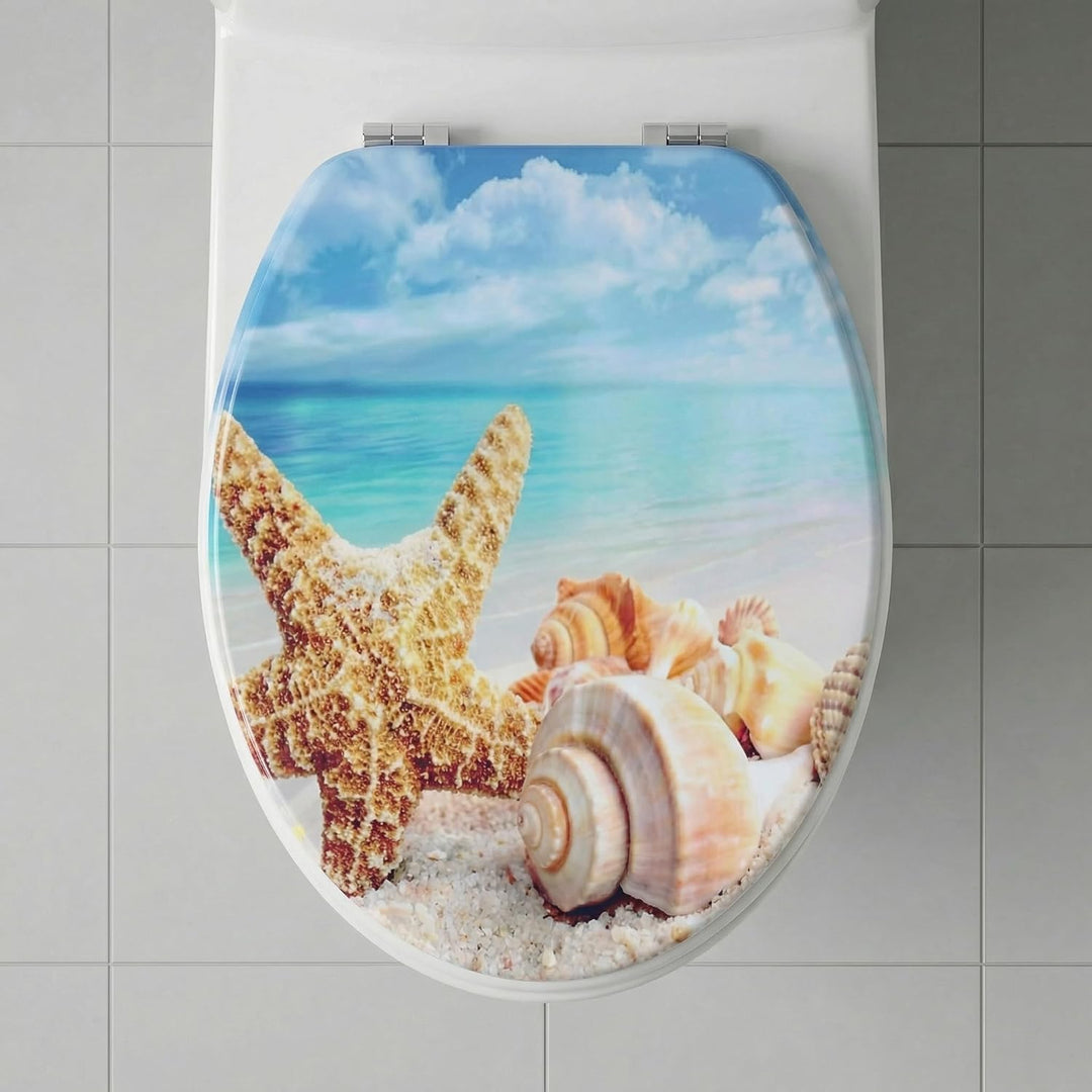 SINOBATH WC-Sitz Eckig mit Absenkautomatik – Premium MDF Holzkern Toilettendeckel in Eiche-Optik – Z
