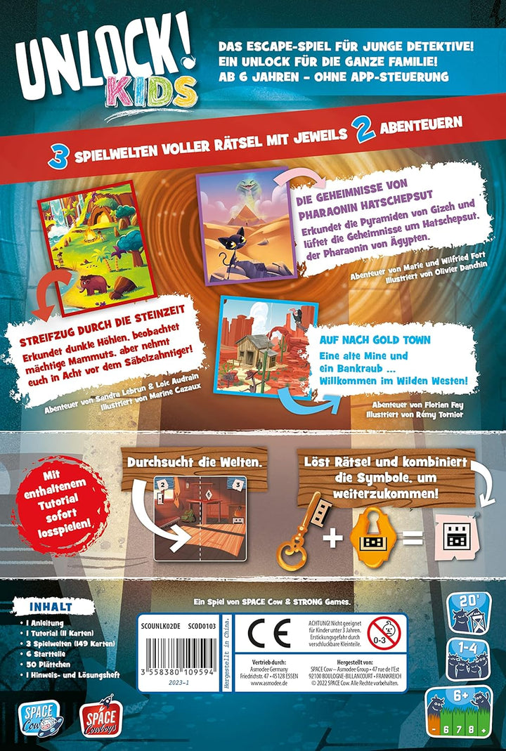 Asmodee, Unlock! Kids: Geschichten aus der Vergangenheit, Kinderspiel, Rätselspiel, 1-4 Spieler, Ab