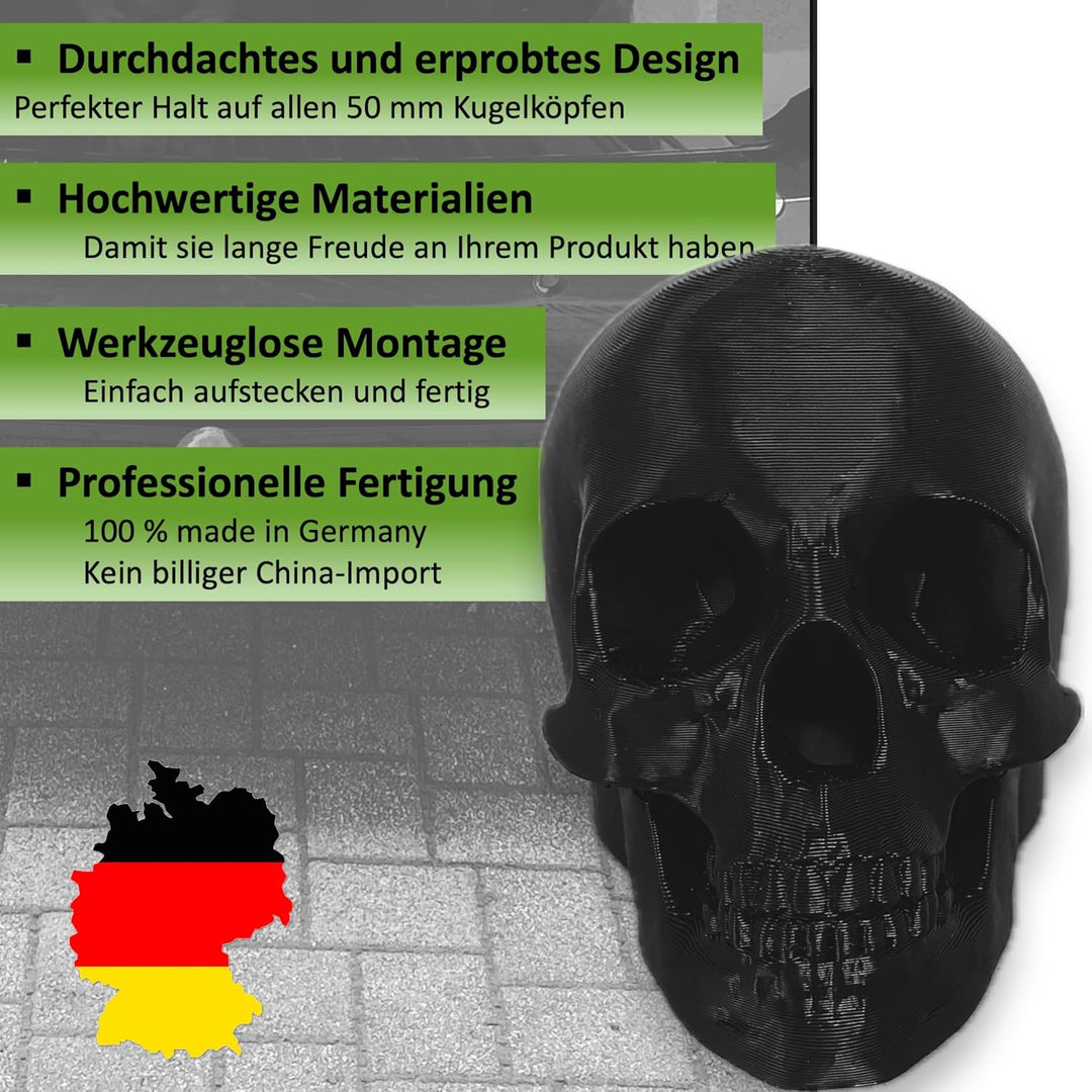 Anhängerkupplung Abdeckung "Totenkopf" - Kappe Schutzkappe für 50mm Kugelkopf Motiv: "Skull Helm Sta