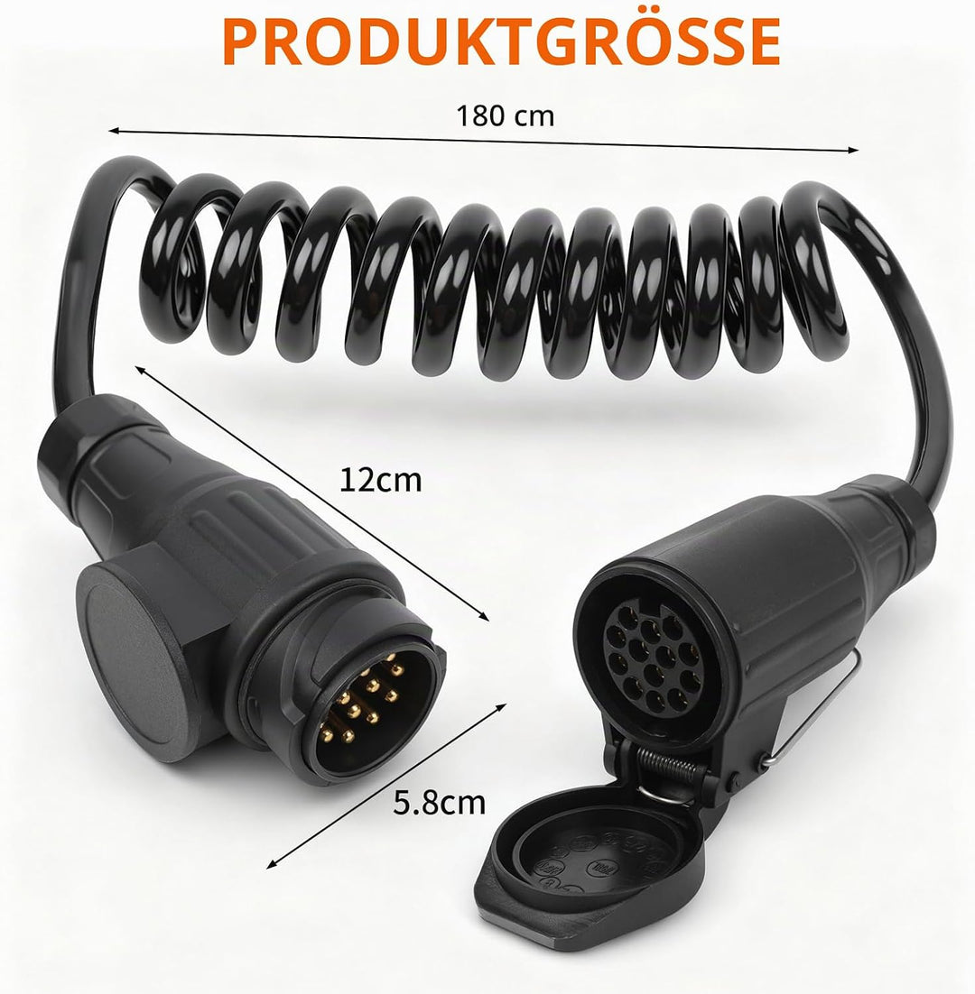Anhängerkabel 13 Polig mit Stecker 1.8M, Anhänger kabelbaum 13 Polig, 13 Polig Stecker auf 13 Polig