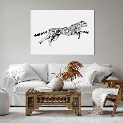 Bilder auf Leinwand 100x70cm Leinwandbild mit Rahmen Gepard Tier Dots Gross Wanddeko Bild Schlafzimm