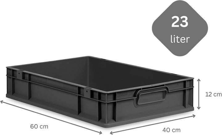 PROREGAL SparSet 10x Eurobox NextGen Grip | HxBxT 12x40x60cm | 23 Liter | Griffe geschlossen | Schwa