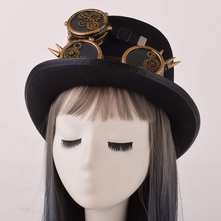 COSDREAMER Steampunk-Hut für Herren und Damen, Gothic-Stil, Steampunk-Brille Gr. Medium, Schwarz 11