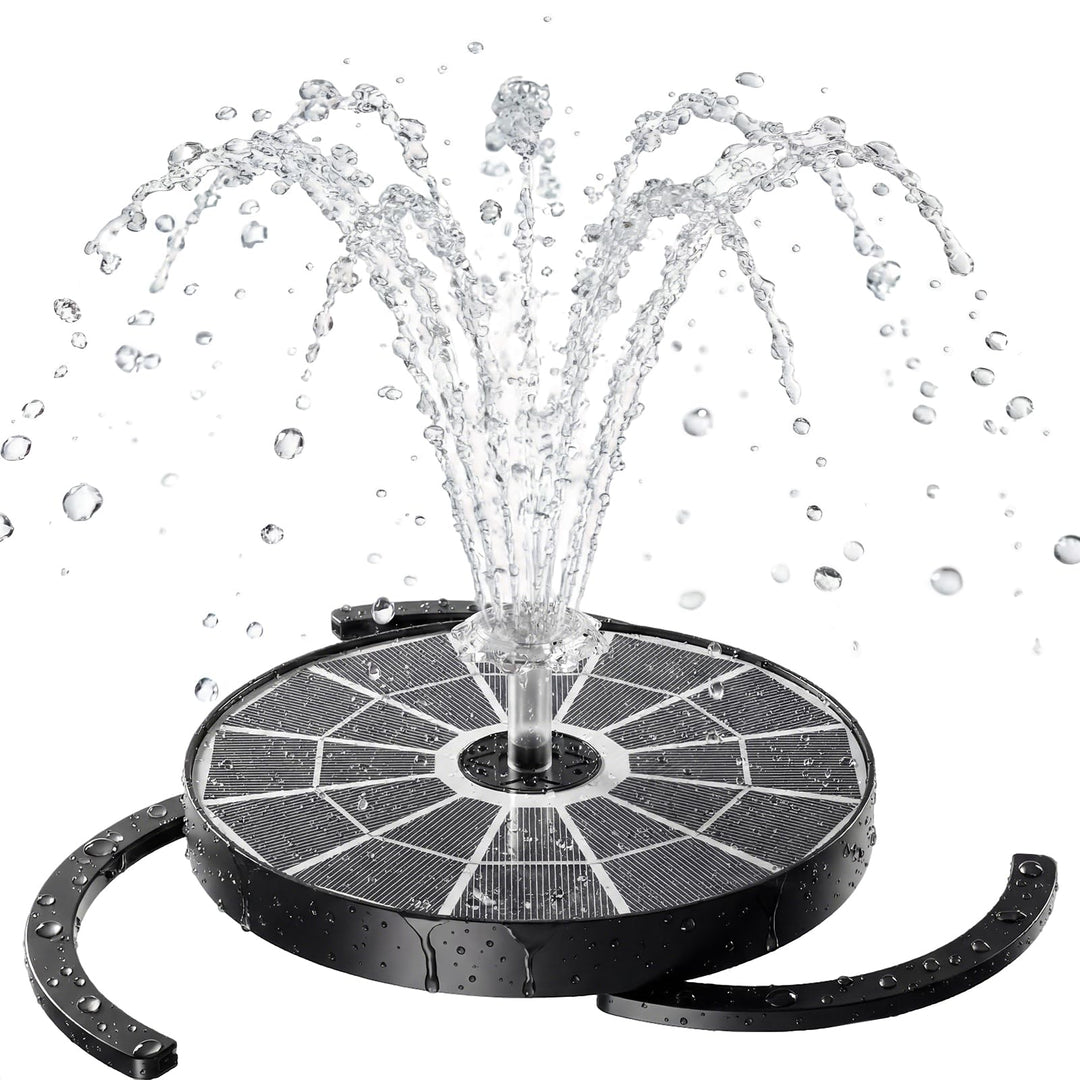 AISITIN Solar Springbrunnen für Aussen Upgraded,3,7W Solarbrunnen für Draussen mit 4 Sprüh Effekten,