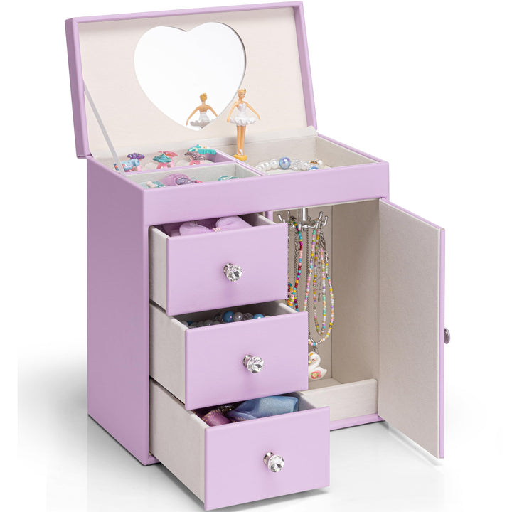 VLANDO Musical Schmuckkästchen Mädchen, grosses Kind Musik-Box mit Ballerina für Geburtstag Schlafzi