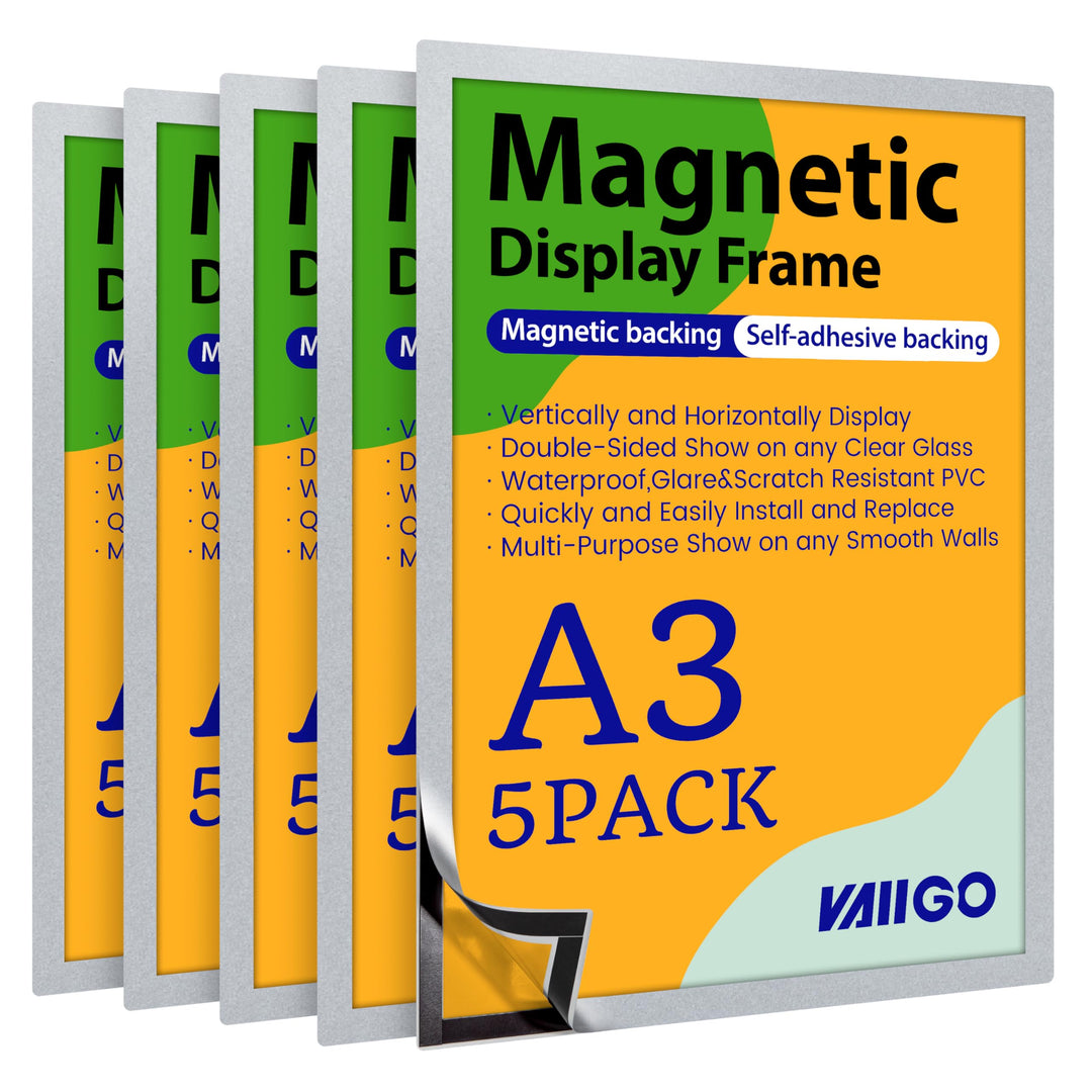 VAIIGO Magnetrahmen Info-Rahmen Selbstklebend mit Magnetverschluss für Informationsrahmen DIN A3 For