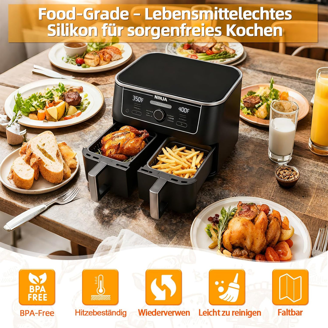 Airfryer Zubehör für Ninja Foodi Max Dual Zone AF400EU AF400EUCP 9,5L, Silikonform Heissluftfritteus