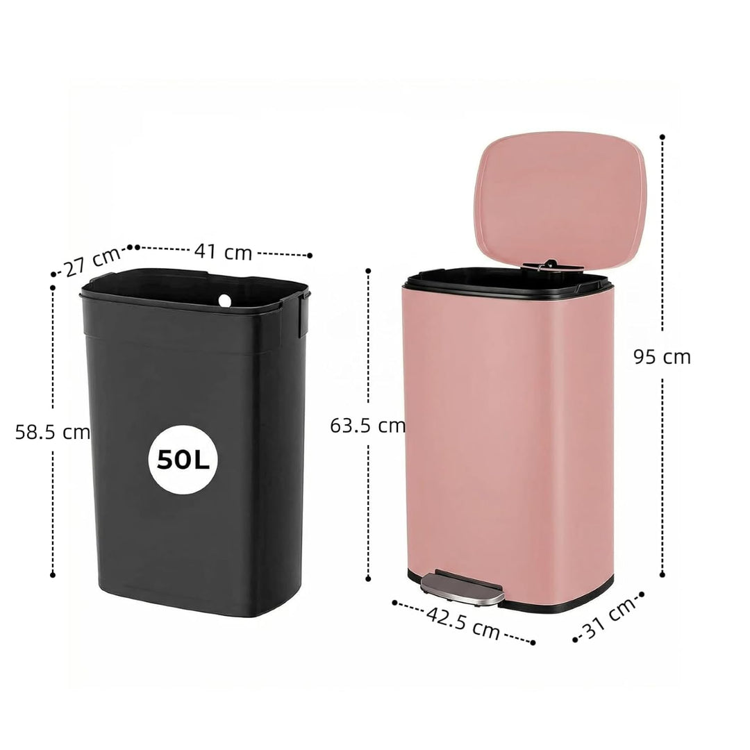 LIFERUN Mülleimer 50l aus Edelstahl, Abfalleimer mit Deckel, Soft-Close Tretmülleimer, Grosser Trete