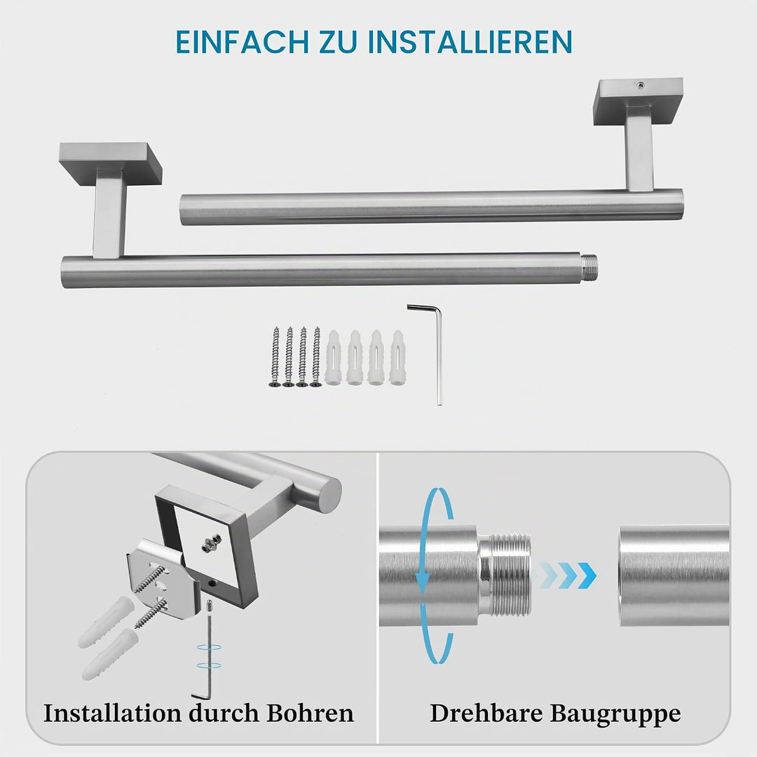 60cm Handtuchhalter Gebürstet - 304 Edelstahl Handtuchhalter Wand，Badetuchhalter Badetuchstange Hand