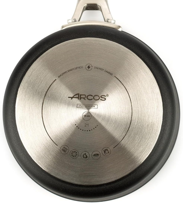 Arcos Serie Samoa | Antihaft-Kochtopf 16 cm und 1,5 L | Geschmiedetes Aluminium | Geeignet für jede